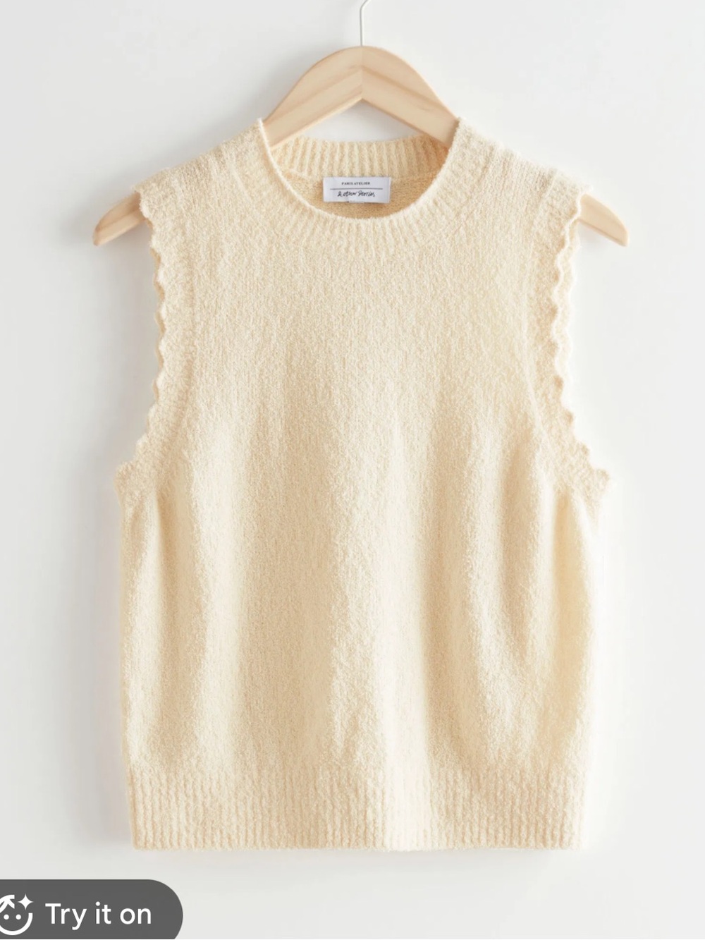 & Other Stories Cream Scalloped-Edge Knit Tank